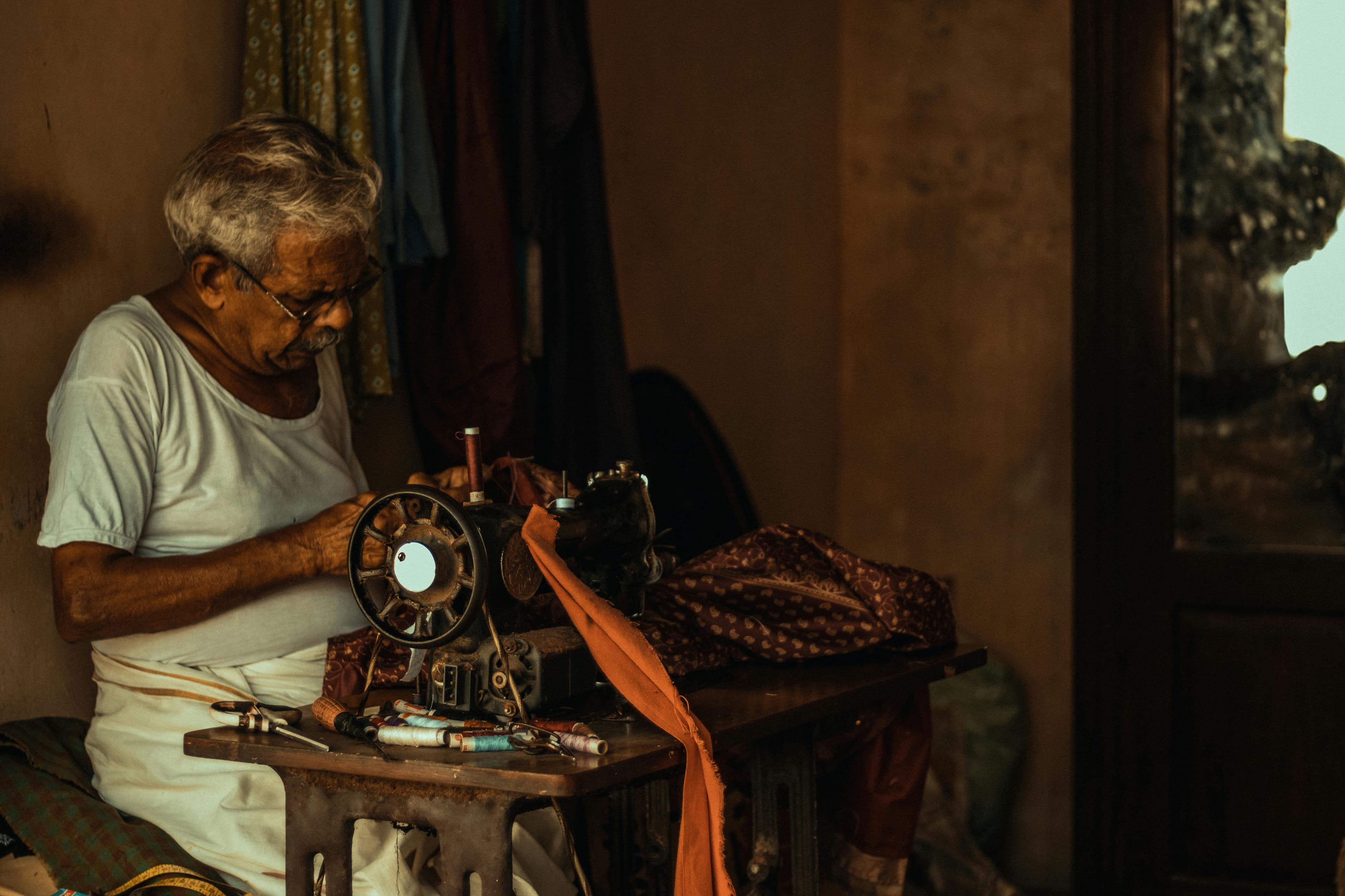 Traditional local grocer and tailor workshop scene